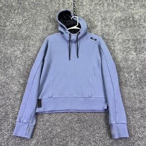 UNRL Hoodie Womens Large Blue Textured Knit Pullover High Neck Logo Pockets